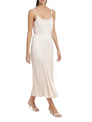 Vince Women's Crushed Satin Pleated Tie-Waist Slip Midi-dress - Chiffon - Size XL | Thumbnail 2