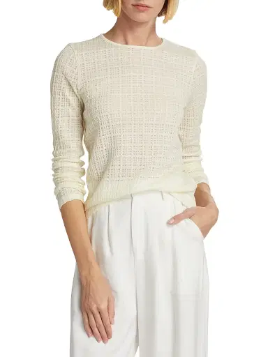 Vince Women's Wool-Blend Plaid Jacquard Long-Sleeve T-Shirt | Thumbnail 3 Vince Women's Wool-Blend Plaid Jacquard Long-Sleeve T-Shirt | Thumbnail 3