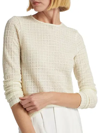 Vince Women's Wool-Blend Plaid Jacquard Long-Sleeve T-Shirt | Thumbnail 6 Vince Women's Wool-Blend Plaid Jacquard Long-Sleeve T-Shirt | Thumbnail 6