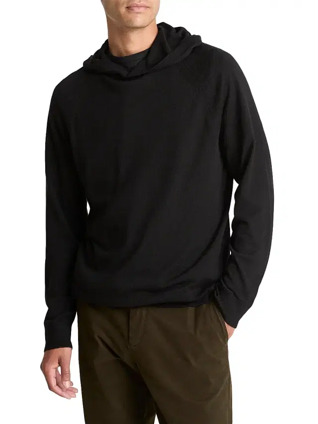 Vince Men's Wool-Cashmere Relaxed-Fit Hoodie - Black
