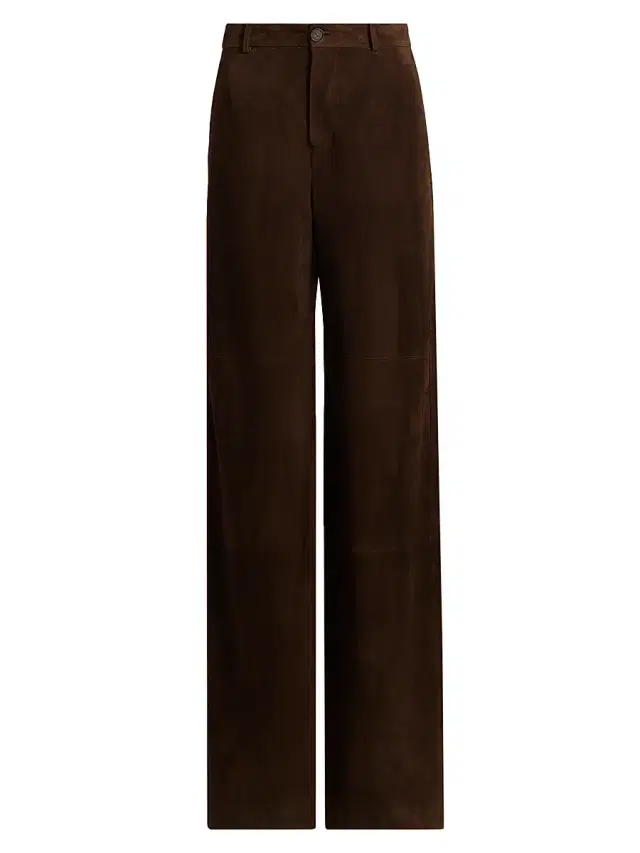 Vince Women's Suede Mid-Rise Wide-Leg Trousers - Deep Espresso