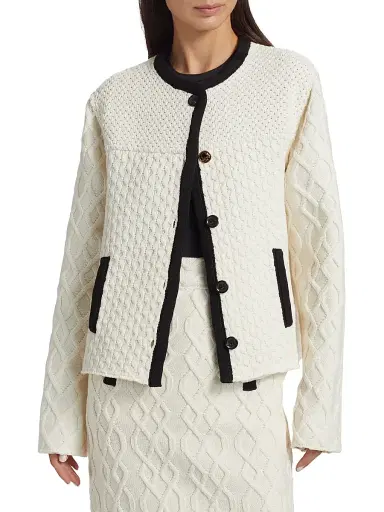 MOSCHINO Women's Textured Knit Jacket - | Thumbnail 3