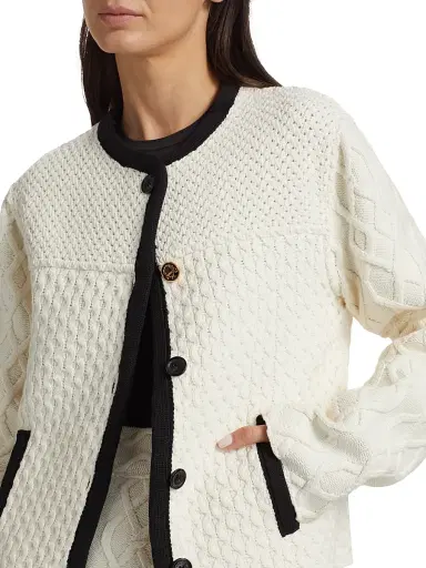 MOSCHINO Women's Textured Knit Jacket - | Thumbnail 6