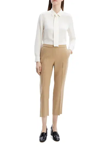 Theory Women's Treeca Wool Crop Trousers | Thumbnail 2