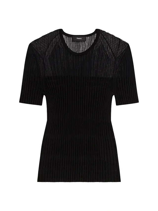 Theory Women's Crepe-Knit Striped T-Shirt - Black