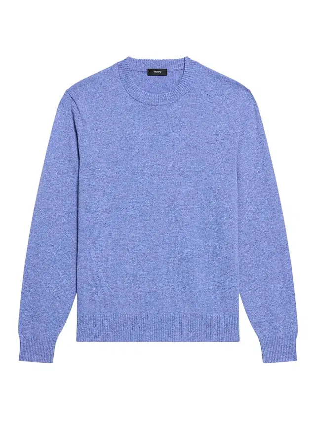 Theory Men's Hilles Cashmere Crewneck Sweater - Blue Lake Melange