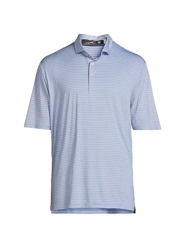 Men's RLX Striped Polo Shirt - Blue Lagoon Pink Flamingo