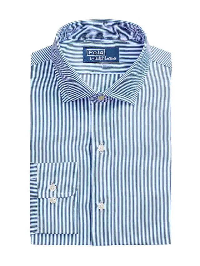 Polo Ralph Lauren Men's Cotton Dress Shirt - Carolina Blue White