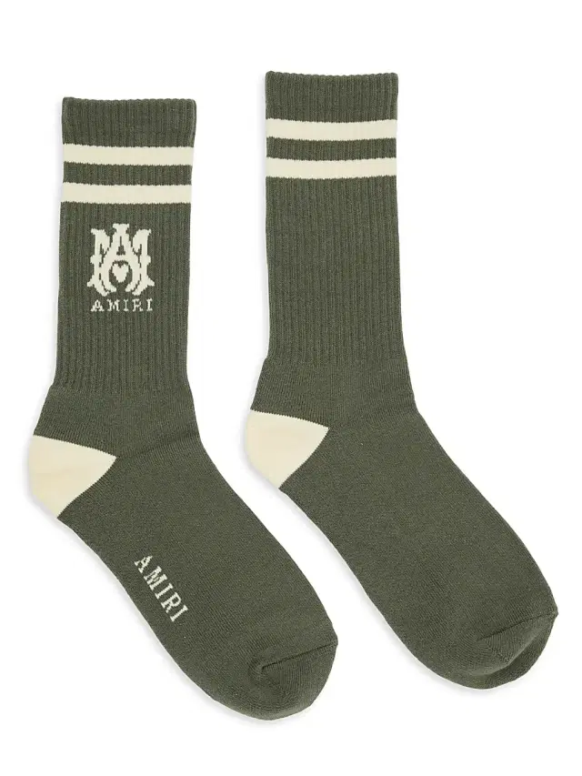Amiri Men's MA Striped Socks - Olive