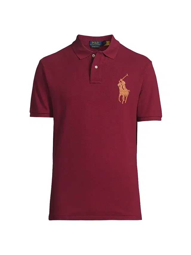 Polo Ralph Lauren Men's Custom-Slim-Fit Leather-Pony Polo Shirt - Soft Wine
