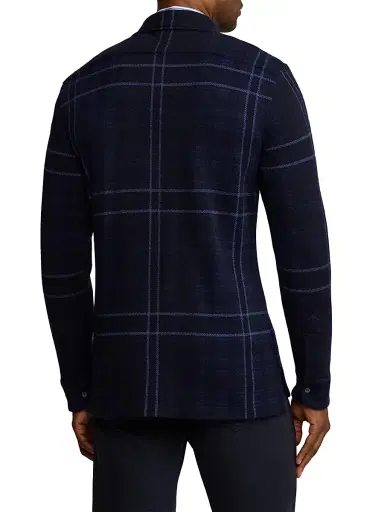 Ralph Lauren Purple Label Men's Plaid Cashmere Shirt Sweater - Navy Multi - Size Large | Thumbnail 5 Ralph Lauren Purple Label Men's Plaid Cashmere Shirt Sweater - Navy Multi - Size Large | Thumbnail 5