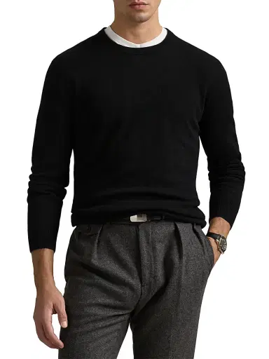 Polo Ralph Lauren Men's Washable Cashmere Crewneck Sweater - Polo Black - Size Small | Thumbnail 3