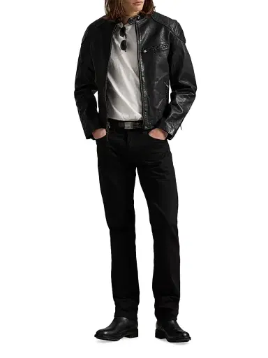 Polo Ralph Lauren Men's Café Racer Leather Biker Jacket - Polo Black - Size XL | Thumbnail 2 Polo Ralph Lauren Men's Café Racer Leather Biker Jacket - Polo Black - Size XL | Thumbnail 2