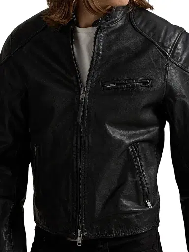 Polo Ralph Lauren Men's Café Racer Leather Biker Jacket - Polo Black - Size XL | Thumbnail 5 Polo Ralph Lauren Men's Café Racer Leather Biker Jacket - Polo Black - Size XL | Thumbnail 5