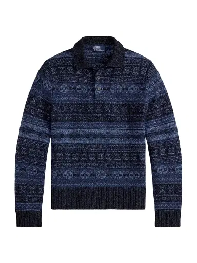 Polo Ralph Lauren Men's Fair Isle Polo Sweater - Navy Multi - Size XL | Thumbnail 1 Polo Ralph Lauren Men's Fair Isle Polo Sweater - Navy Multi - Size XL | Thumbnail 1