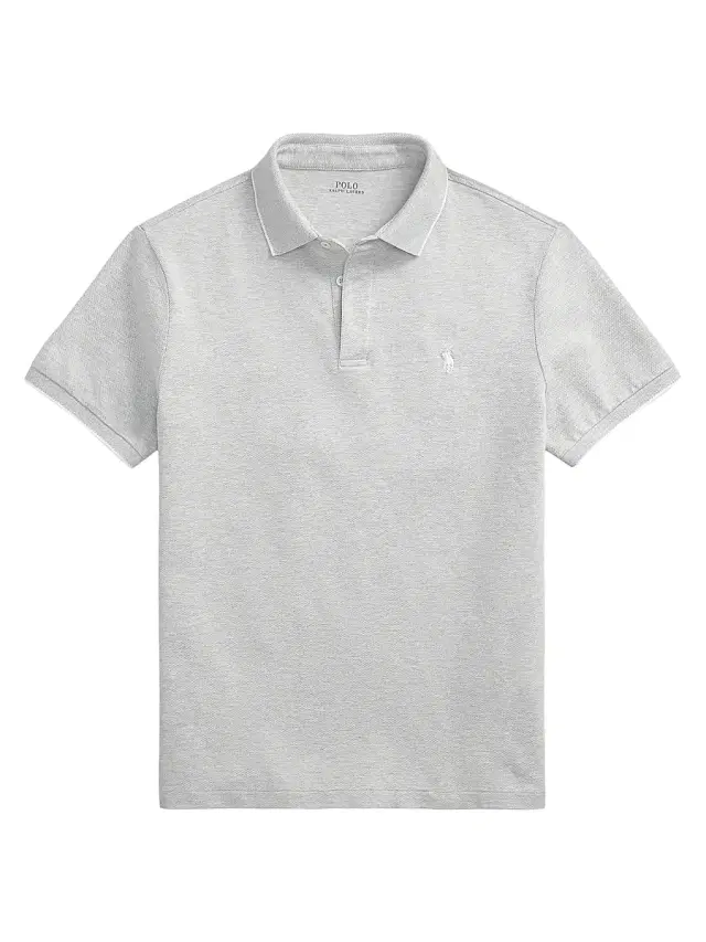 Polo Ralph Lauren Men's Custom-Slim-Fit Stretch Oxford Mesh Polo Shirt - Andover Heather White