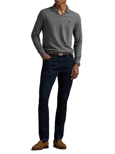 Polo Ralph Lauren Men's Textured Cotton Jersey Polo Shirt - Fortress Grey Heather - Size Small | Thumbnail 2 Polo Ralph Lauren Men's Textured Cotton Jersey Polo Shirt - Fortress Grey Heather - Size Small | Thumbnail 2