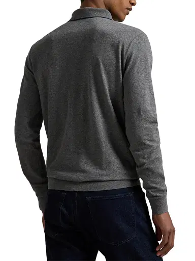 Polo Ralph Lauren Men's Textured Cotton Jersey Polo Shirt - Fortress Grey Heather - Size Small | Thumbnail 4 Polo Ralph Lauren Men's Textured Cotton Jersey Polo Shirt - Fortress Grey Heather - Size Small | Thumbnail 4