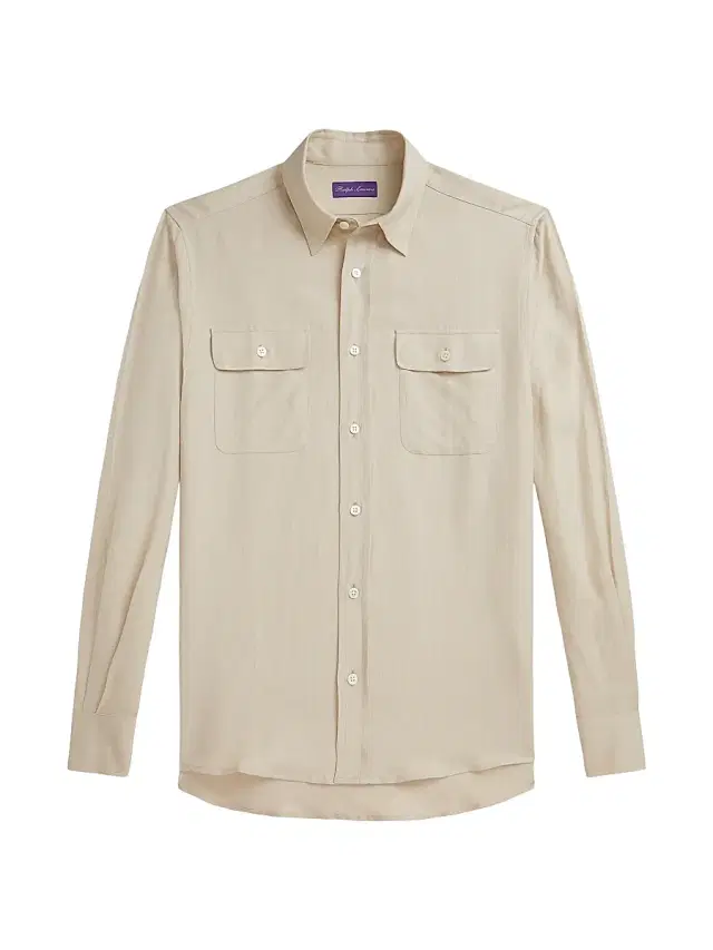 Ralph Lauren Purple Label Men's Silk-Linen Canvas Shirt - Summer Sand