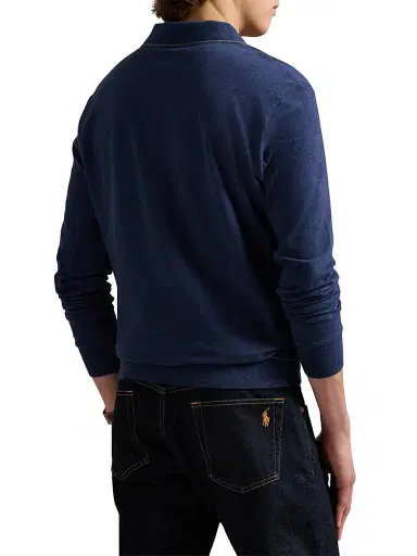 Polo Ralph Lauren Men's Textured Cotton Jersey Polo Shirt - Spring Navy Heather - Size Small | Thumbnail 4