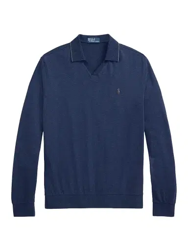 Polo Ralph Lauren Men's Textured Cotton Jersey Polo Shirt - Spring Navy Heather - Size Small | Thumbnail 1