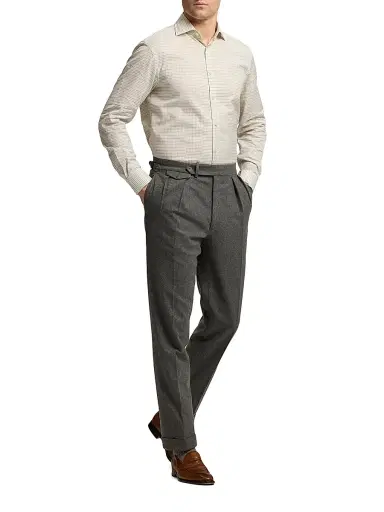 Ralph Lauren Purple Label Men's Tattersall Twill Shirt - Cream Grey | Thumbnail 2 Ralph Lauren Purple Label Men's Tattersall Twill Shirt - Cream Grey | Thumbnail 2