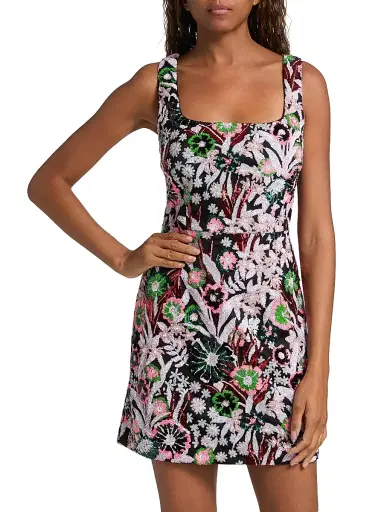 Milly Women's Wildflower Floral-Sequin Minidress - Light Pink Multi | Thumbnail 3 Milly Women's Wildflower Floral-Sequin Minidress - Light Pink Multi | Thumbnail 3