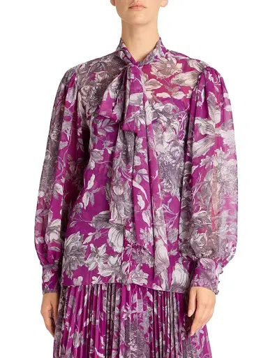 Erdem Women's Floral Tie-Neck Blouse | Thumbnail 3 Erdem Women's Floral Tie-Neck Blouse | Thumbnail 3