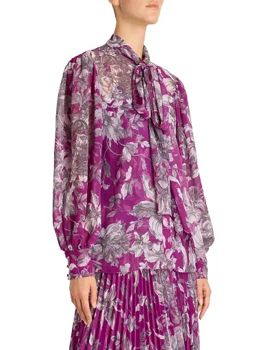 Erdem Women's Floral Tie-Neck Blouse | Thumbnail 4 Erdem Women's Floral Tie-Neck Blouse | Thumbnail 4