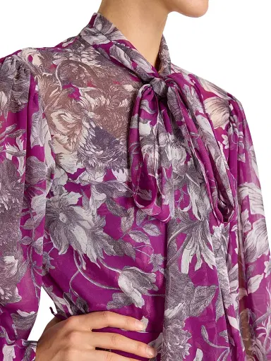 Erdem Women's Floral Tie-Neck Blouse | Thumbnail 6 Erdem Women's Floral Tie-Neck Blouse | Thumbnail 6