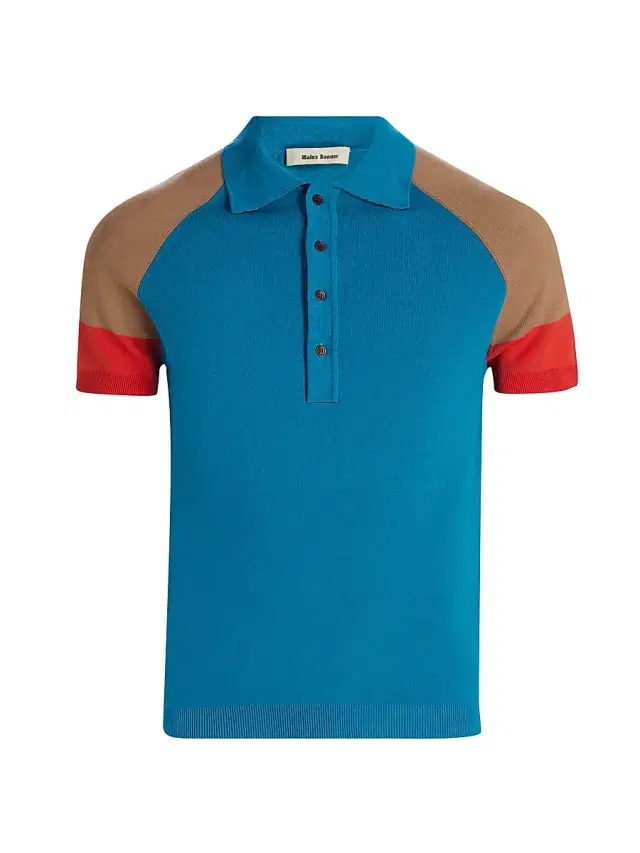 Wales Bonner Men's Saint Knit Polo Shirt - Turquoise