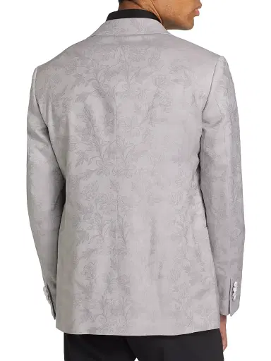 Saks Fifth Avenue Men's COLLECTION Floral Wool One-Button Dinner Jacket - Mirage Gray | Thumbnail 5 Saks Fifth Avenue Men's COLLECTION Floral Wool One-Button Dinner Jacket - Mirage Gray | Thumbnail 5