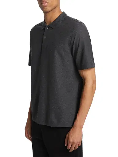 Saks Fifth Avenue Men's COLLECTION Honeycomb Polo Shirt - Gunmetal Heather - Size Large | Thumbnail 4 Saks Fifth Avenue Men's COLLECTION Honeycomb Polo Shirt - Gunmetal Heather - Size Large | Thumbnail 4