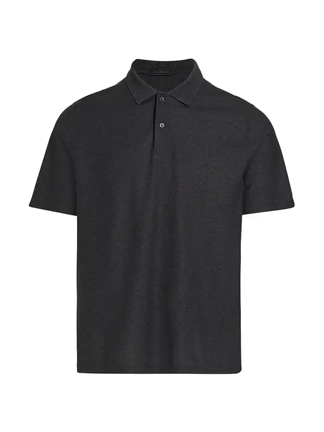 Saks Fifth Avenue Men's COLLECTION Honeycomb Polo Shirt - Gunmetal Heather - Size Large