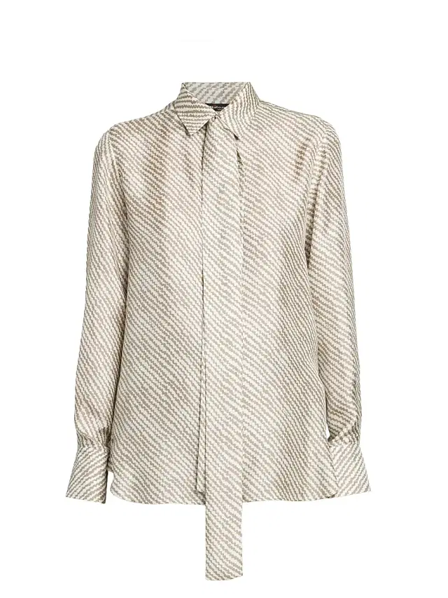 Kiton Women's Graphic Printed Silk Blouse - Beige