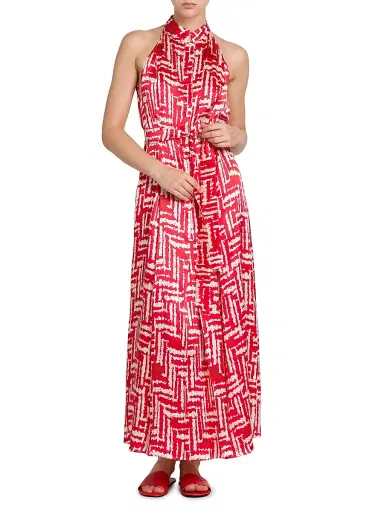 Kiton Women's Printed Silk Sleeveless Midi-Dress - Red - Size 4 | Thumbnail 2