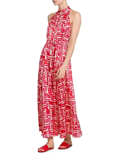 Kiton Women's Printed Silk Sleeveless Midi-Dress | Thumbnail 4 Kiton Women's Printed Silk Sleeveless Midi-Dress | Thumbnail 4