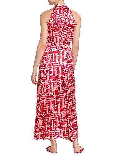 Kiton Women's Printed Silk Sleeveless Midi-Dress - Red - Size 4 | Thumbnail 5