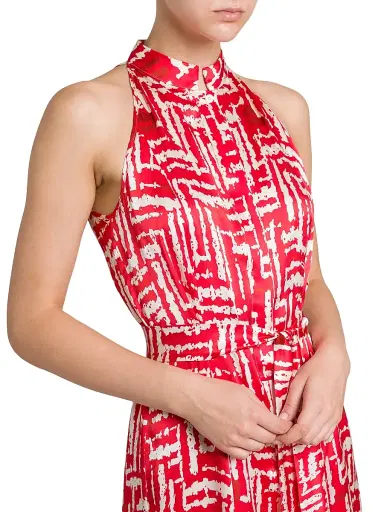 Kiton Women's Printed Silk Sleeveless Midi-Dress - Red - Size 4 | Thumbnail 6