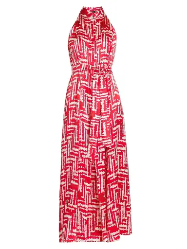 Kiton Women's Printed Silk Sleeveless Midi-Dress - Red - Size 4 | Thumbnail 1