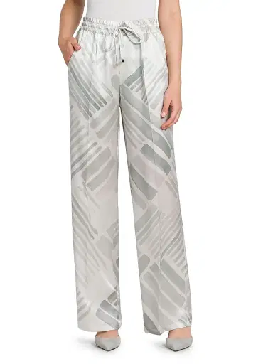 Kiton Women's Abstract Silk Drawstring Straight-Leg Pants - Greyazure - Size 4 | Thumbnail 3 Kiton Women's Abstract Silk Drawstring Straight-Leg Pants - Greyazure - Size 4 | Thumbnail 3