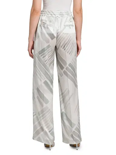 Kiton Women's Abstract Silk Drawstring Straight-Leg Pants - Greyazure - Size 4 | Thumbnail 5 Kiton Women's Abstract Silk Drawstring Straight-Leg Pants - Greyazure - Size 4 | Thumbnail 5