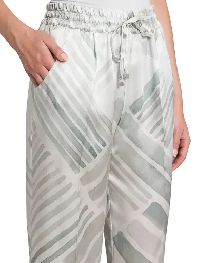 Kiton Women's Abstract Silk Drawstring Straight-Leg Pants - Greyazure - Size 4 | Thumbnail 6 Kiton Women's Abstract Silk Drawstring Straight-Leg Pants - Greyazure - Size 4 | Thumbnail 6