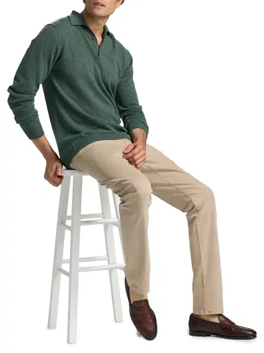 Saks Fifth Avenue Men's COLLECTION Cashmere Long-Sleeve Polo Sweater | Thumbnail 2