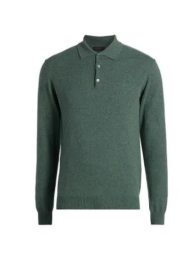 Saks Fifth Avenue Men's COLLECTION Cashmere Long-Sleeve Polo Sweater | Thumbnail 1