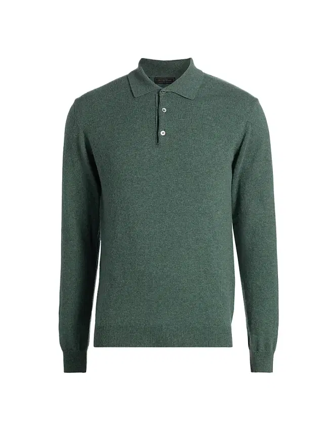Men's COLLECTION Cashmere Long-Sleeve Polo Sweater