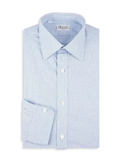 Charvet Men's Check Cotton Dress Shirt | Thumbnail 1 Charvet Men's Check Cotton Dress Shirt | Thumbnail 1