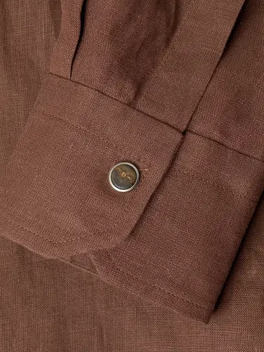 Kiton Men's Mariano Hooded Linen Shirt - Dark Brown | Thumbnail 6