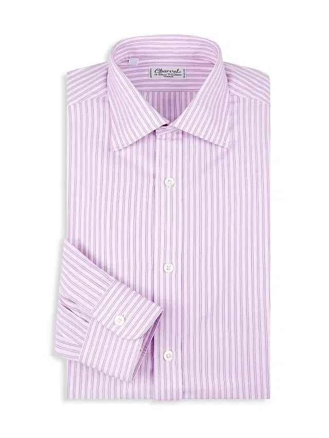 Charvet Men's Striped Cotton Dress Shirt - Pink