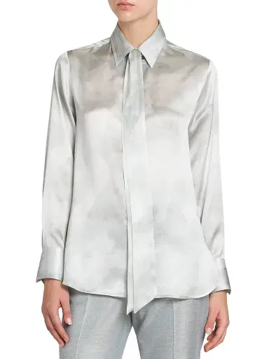 Kiton Women's Silk Tie Blouse - Sky Blue - Size 2 | Thumbnail 3 Kiton Women's Silk Tie Blouse - Sky Blue - Size 2 | Thumbnail 3